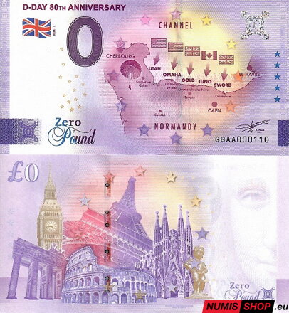 Veľká Británia - 0 euro souvenir - D-Day 80th Anniversary