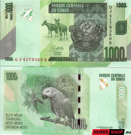 Kongo - 1000 frankov - 2022 - UNC
