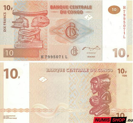 Kongo - 10 frankov - 2003 - UNC