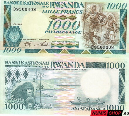 Rwanda - 1000 francs - 1988 - UNC