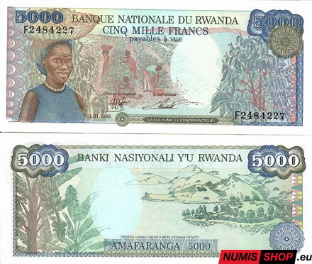 Rwanda - 5000 francs - 1988 - UNC
