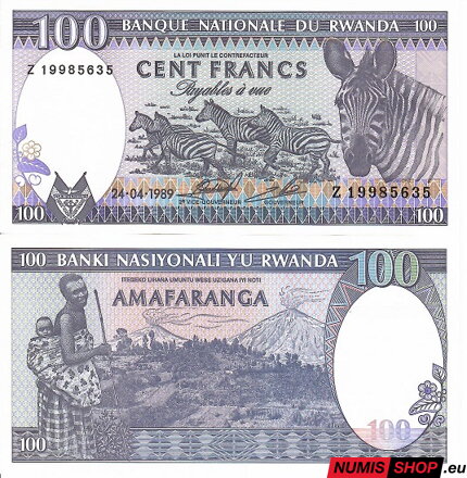 Rwanda - 100 francs - 1989 - UNC