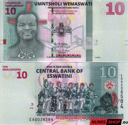 Svazijsko - 10 emalangeni - 2024
