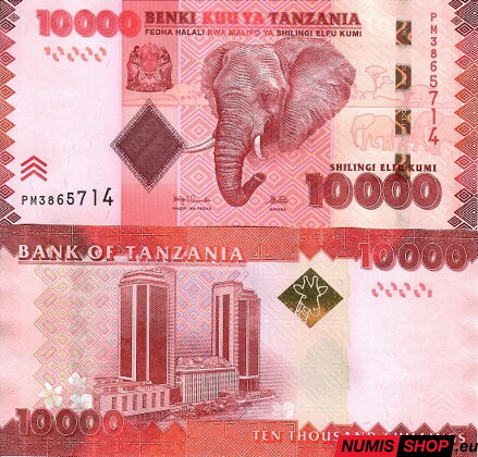 Tanzánia - 10 000 shillings - 2010-2025 - UNC 