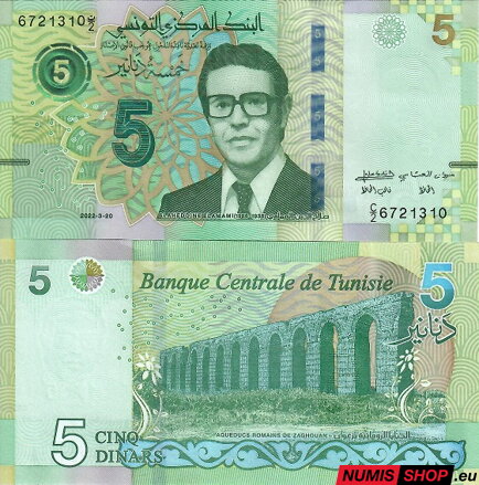 Tunisko - 5 dinars - 2022 - UNC