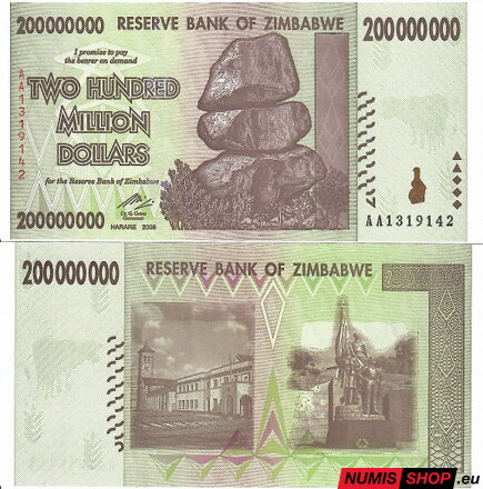 Zimbabwe - 200 milion dollars - 2008 - UNC