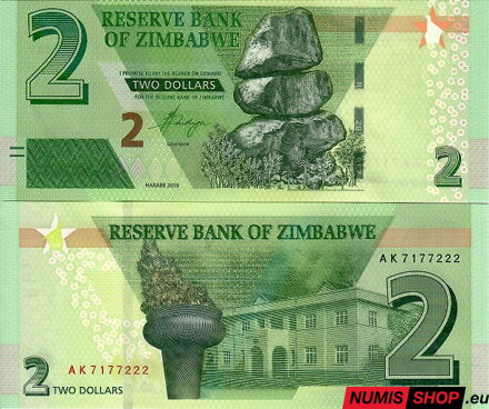 Zimbabwe - 2 dollars - 2019 - UNC