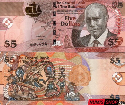 Bahamy - 5 dollars  - 2013 - UNC