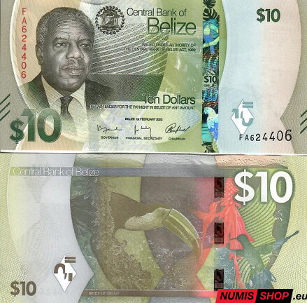Belize - 10 dollars - 2025 - UNC