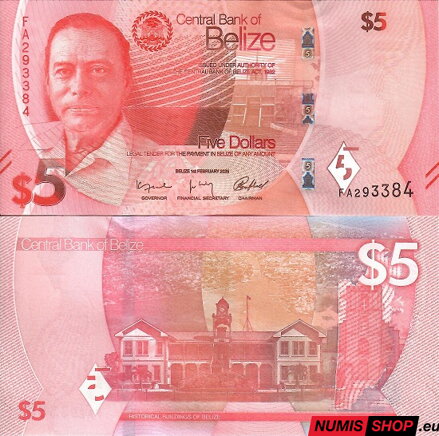Belize - 5 dollars - 2025 - UNC