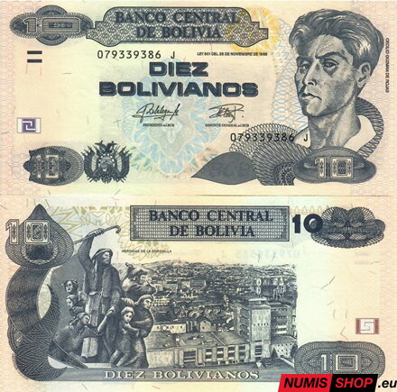 Bolívia - 10 bolivianos - 1986 (P243-1) - UNC