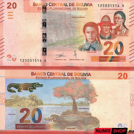 Bolívia - 20 bolivianos - 2018 - UNC
