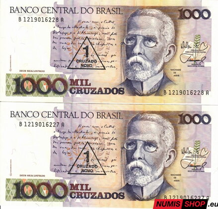 Brazília - 1 cruzado novo on 1000 cruzados - 1989 - UNC
