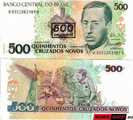 Brazília - 500 cruzados novos - 1990 - UNC - pretlač