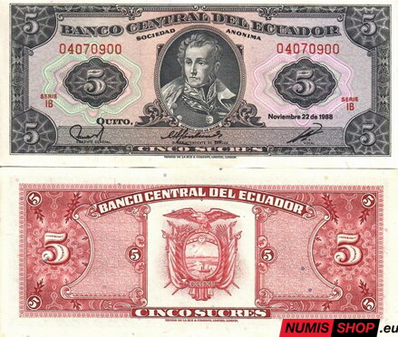 Ekvádor - 5 sucres - 1988 - UNC