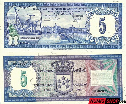 Holandské antily - 5 gulden - 1984 - UNC