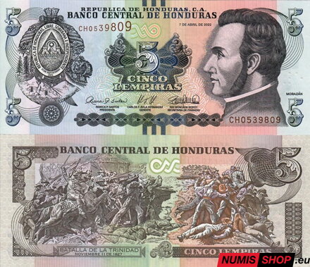 Honduras - 5 lempiras - 2022 - UNC