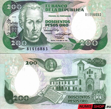 Kolumbia - 200 pesos - 1989 - UNC