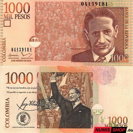 Kolumbia - 1000 pesos - 2016 - UNC