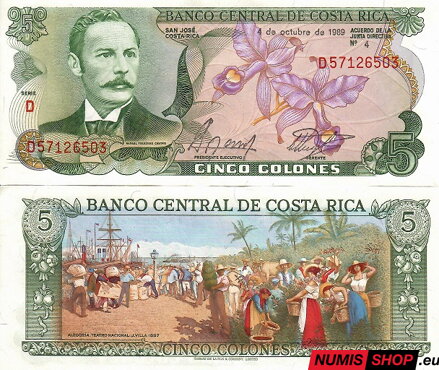 Kostarika - 5 colones - 1989 - UNC