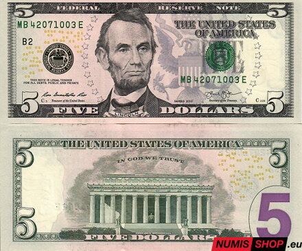 USA - 5 dollars - 2013 - B - UNC