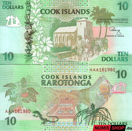 Cookove ostrovy - 10 dollars - 1992 - UNC