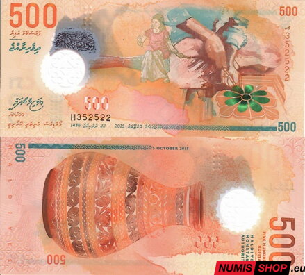 Maledivy - 500 rufyiaa - 2015 - UNC - polymer