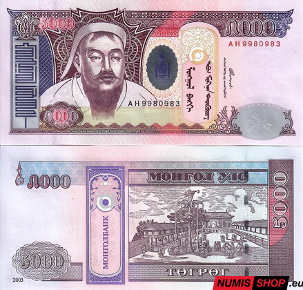 Mongolsko - 5000 tugrik - 2003 - UNC