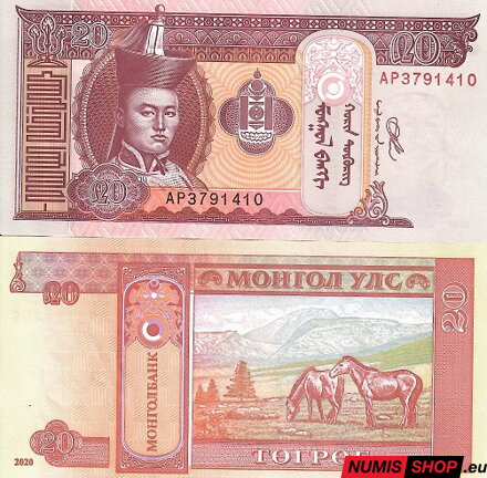 Mongolsko - 20 tugrik - 2020 - UNC