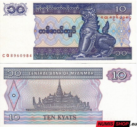 Myanmarsko - 10 kyats - 1996 - UNC