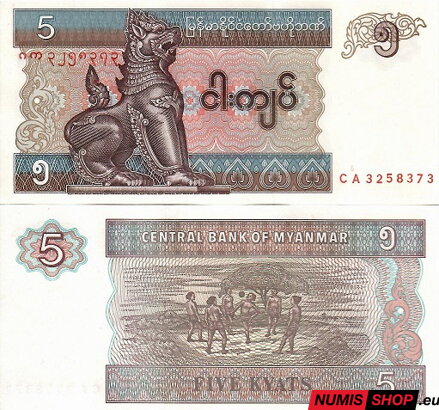 Myanmarsko - 5 kyats - 1995 - UNC