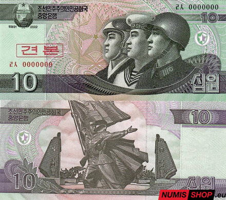 Severná Kórea - 10 wonov - 2002 - SPECIMEN - UNC