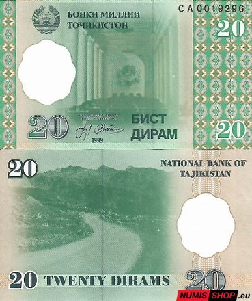 Tadžikistan - 20 dirams - 1999 - UNC