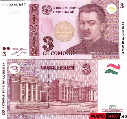 Tadžikistan - 3 somoni - 2010 - UNC