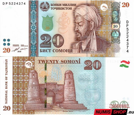 Tadžikistan - 20 somoni - 2018 - UNC