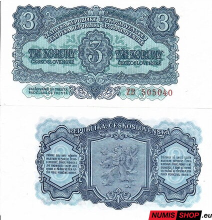 3 Kčs - 1953 - UNC - náhradná séria ZB