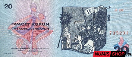 20 Kčs - 1970 - Žižka - UNC 20 Kčs - 1970 - Žižka - séria F