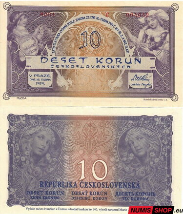 ČSR - 10 korun - 1919 - Mucha - Ivančice