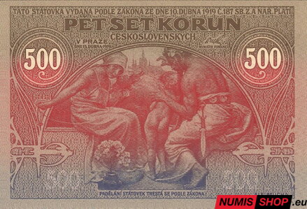 ČSR - 500 korun - 1919 - Mucha - Ivančice