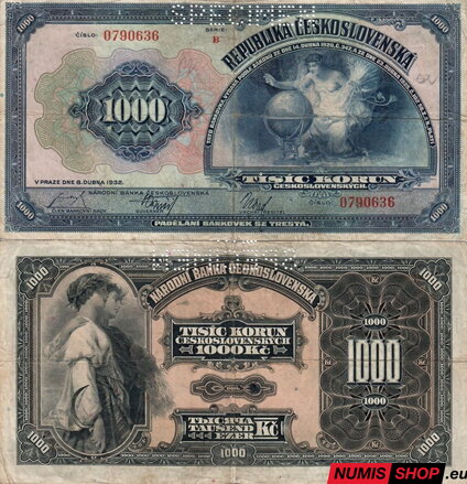 1000 Kč - 1932 - B - SPECIMEN