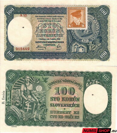 100 Ks - 1940 - kolok ČSR - II. emisia - A10 - UNC