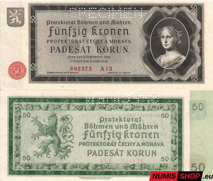 Protektorát Čechy a Morava - 1940 - 50 korun - A10 - SPECIMEN