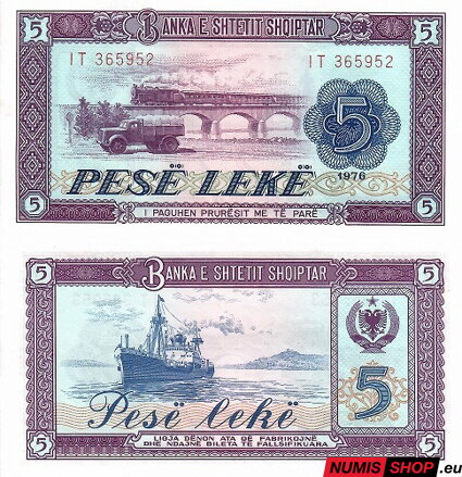 Albánsko - 5 leke - 1976 - UNC
