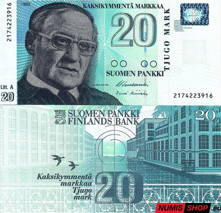 Fínsko - 20 markkaa - 1993 - Litt. A - UNC