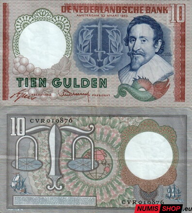 Holandsko - 10 gulden 1953 - VF
