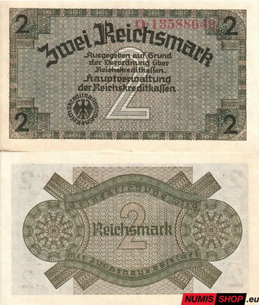 Nemecko - 2 Reichsmark (Occupied Territories 1940-1945) - UNC