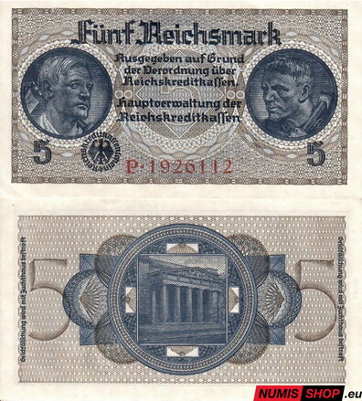 Nemecko - 5 Reichsmark (Occupied Territories 1940-1945) - UNC - séria P