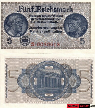 Nemecko - 5 Reichsmark (Occupied Territories 1940-1945) - UNC - séria S