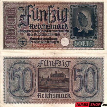 Nemecko - 50 Reichsmark (Occupied Territories 1940-1945) - VF - séria C