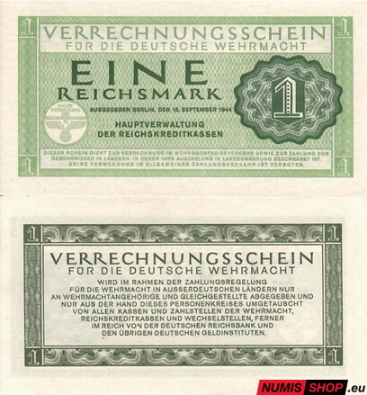 Nemecko - 1 Reichsmark (Wehrmacht 1944) - aUNC